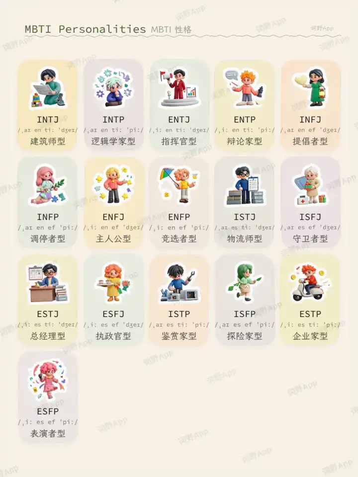 MBTI Personalities MBTI 性格 theme card cover