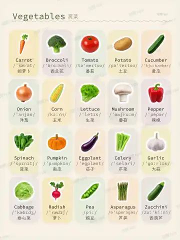 Vegetables theme card cover
