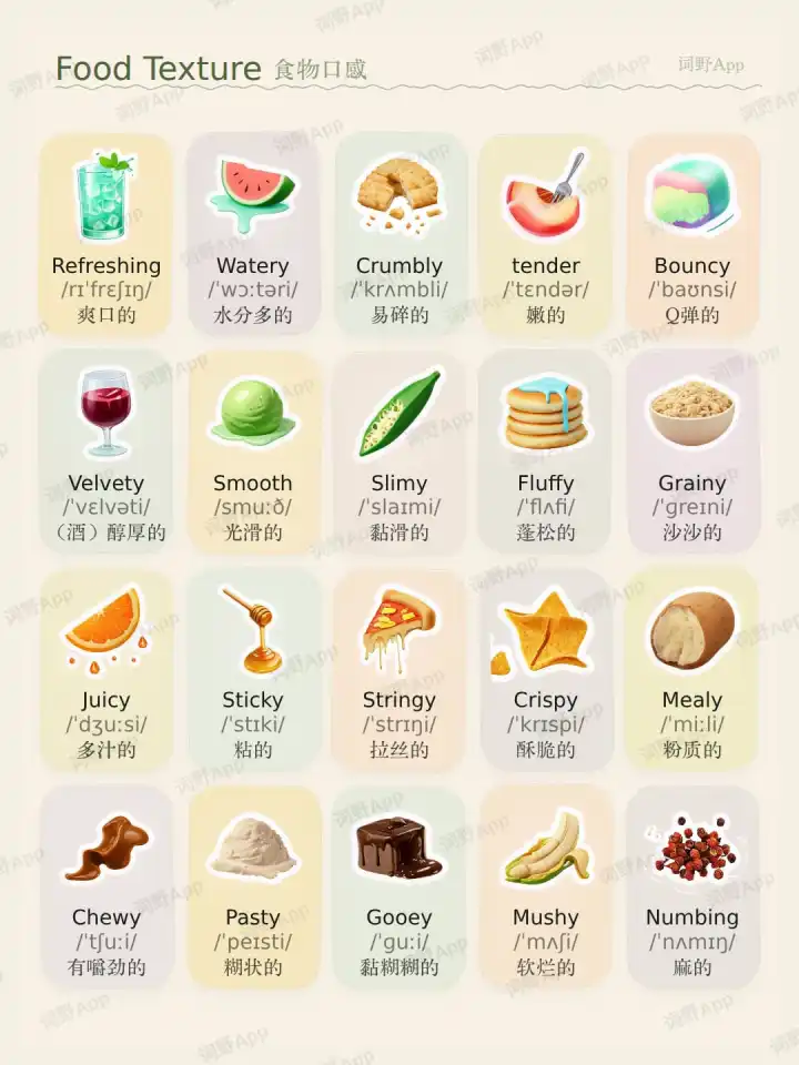 Texture des aliments Konsistenz von Lebensmitteln theme card cover