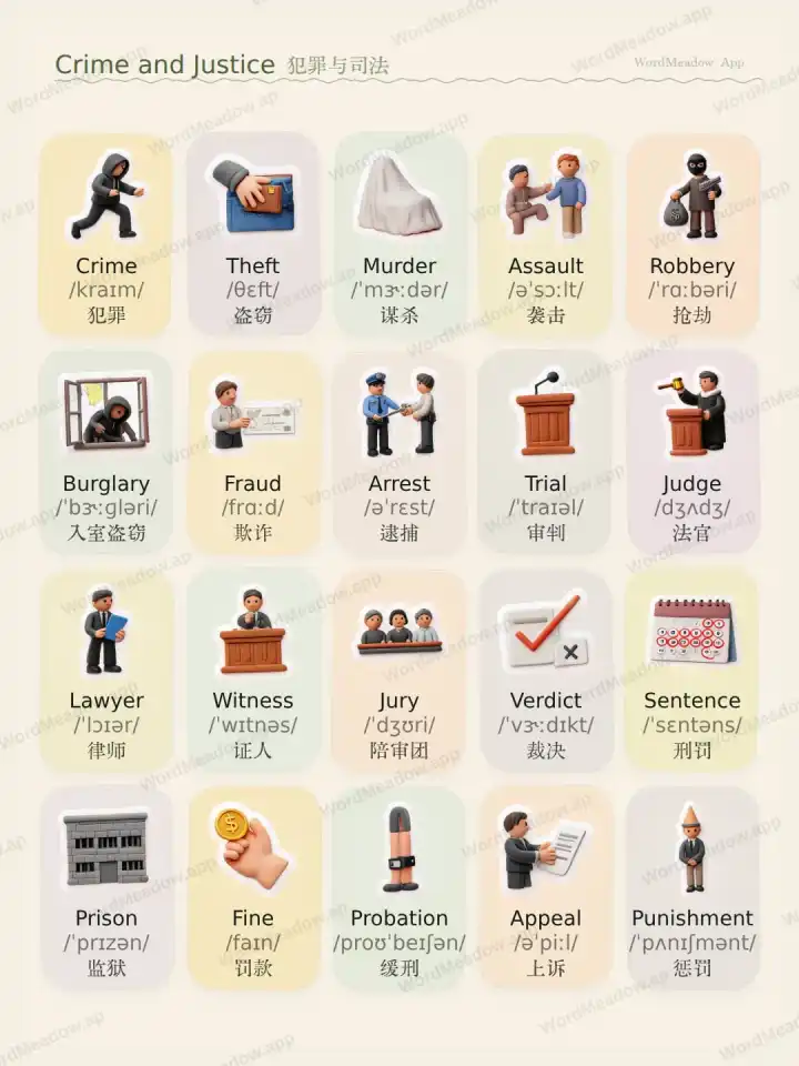 Crime and Justice Kriminalität und Justiz theme card cover