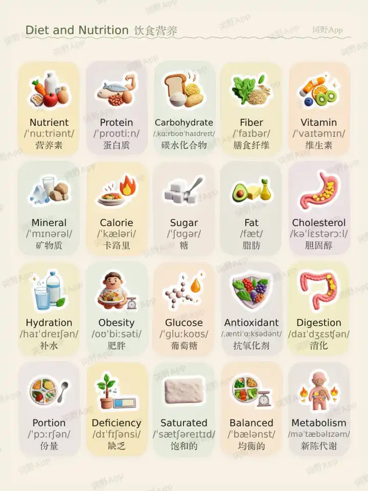 Alimentation et nutrition Ernährung und Nährstoffe theme card cover