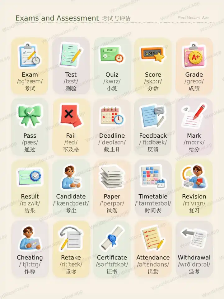 考试与评估 Exams and Assessment theme card cover