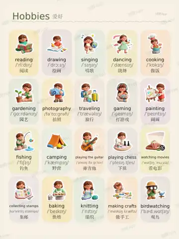Hobbies theme card cover