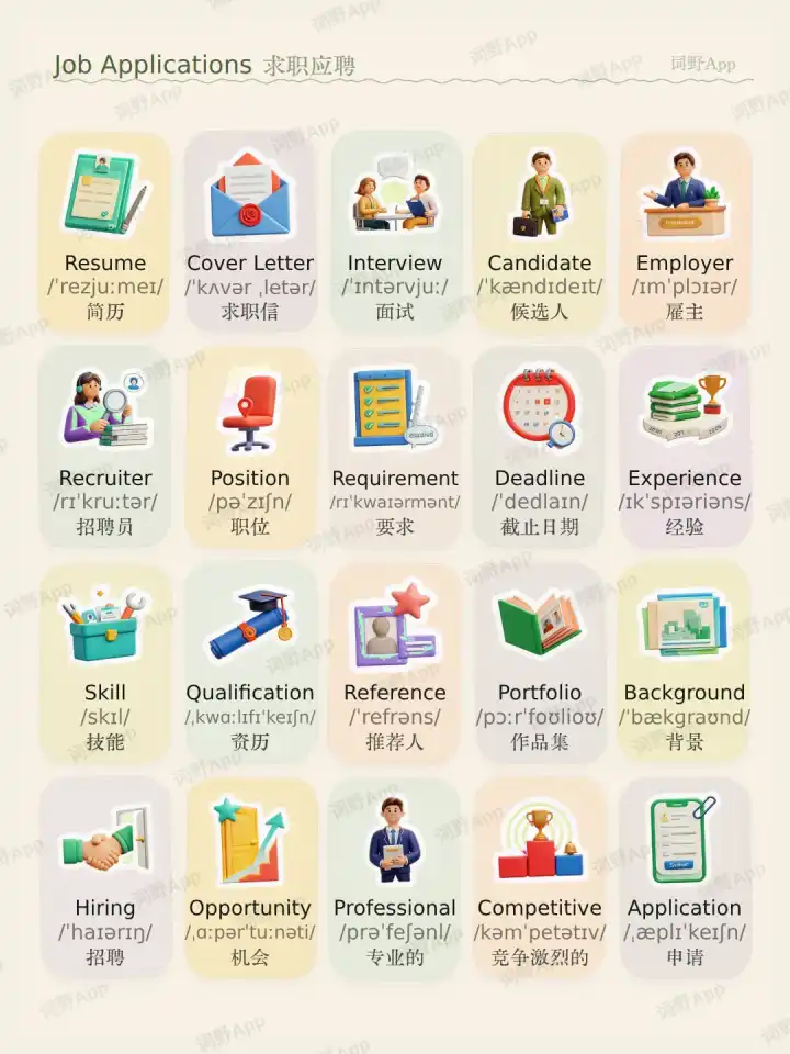 Candidatures d'emploi Bewerbungen theme card cover