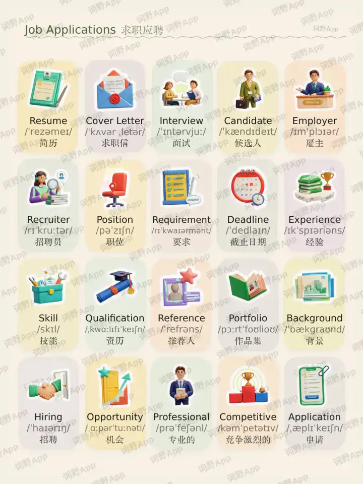 नौकरी के आवेदन Domande di lavoro theme card cover