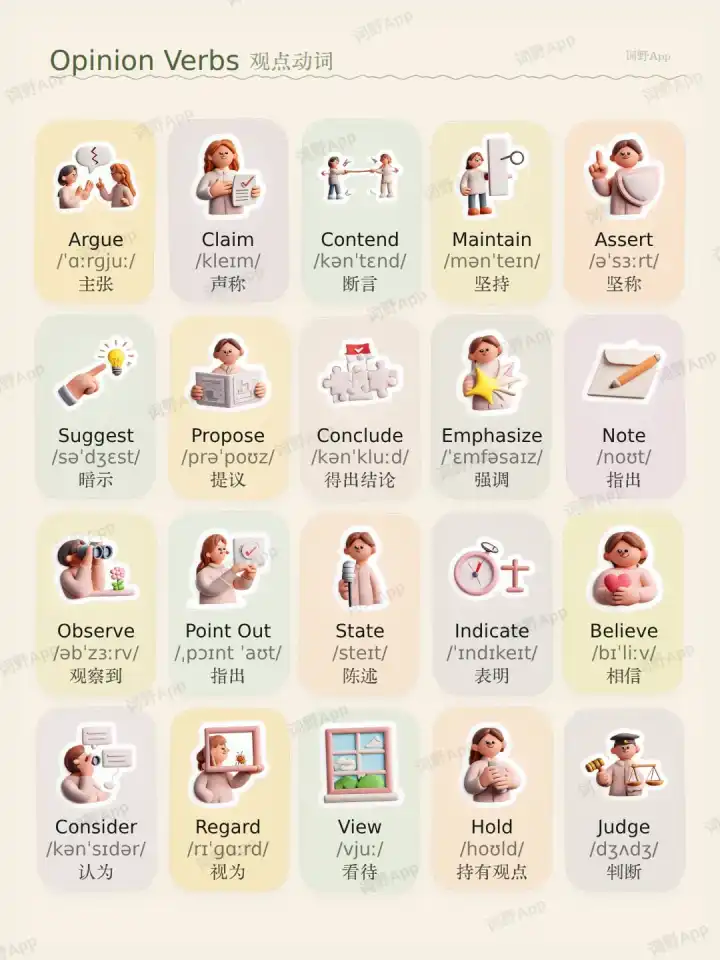 Opinion Verbs 观点动词 theme card cover