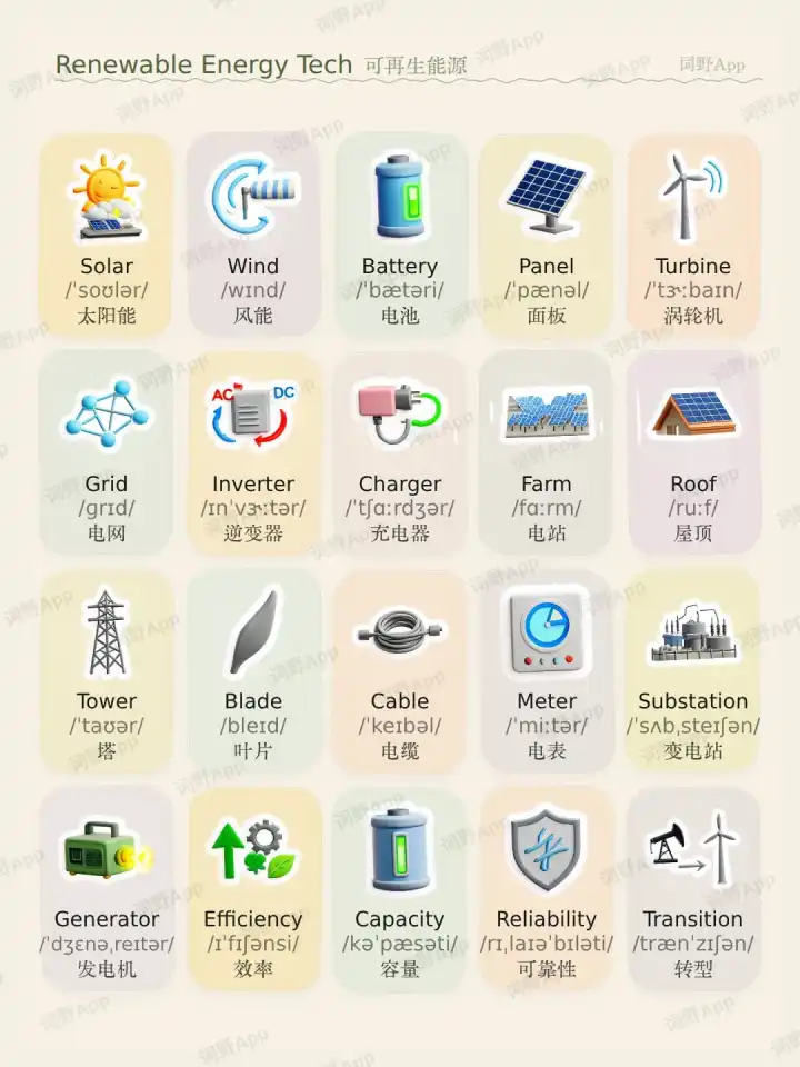 Technologies des énergies renouvelables Technik für erneuerbare Energien theme card cover