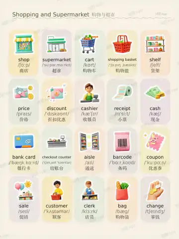 Shopping and Supermarket theme card cover