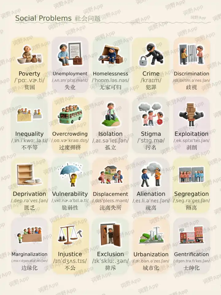सामाजिक समस्याएँ Soziale Probleme theme card cover