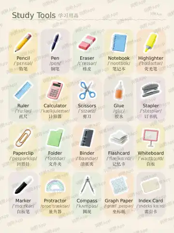 Lernutensilien theme card cover