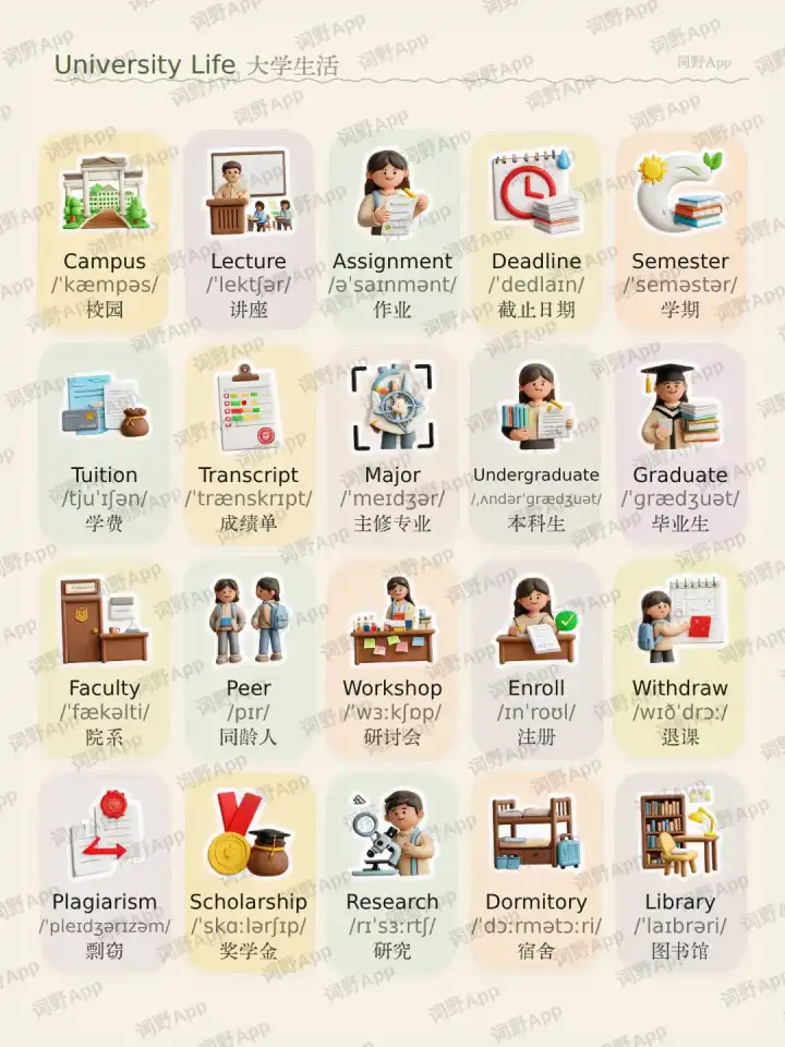 Universitätsleben 대학 생활 theme card cover
