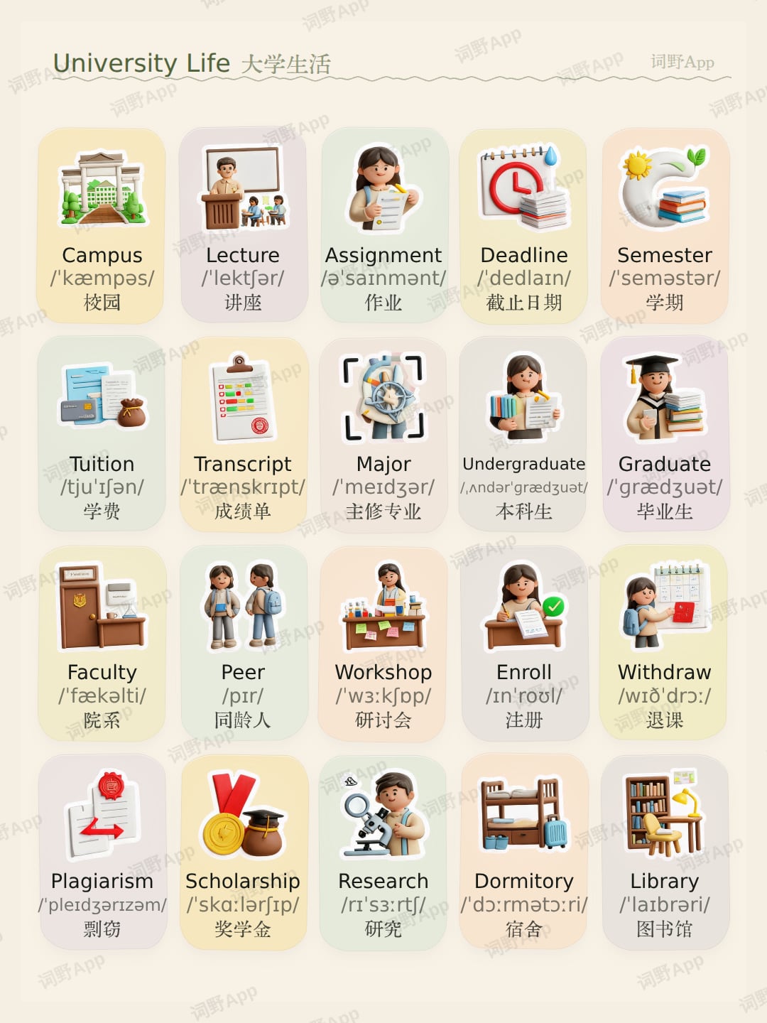 大学生活 theme card cover