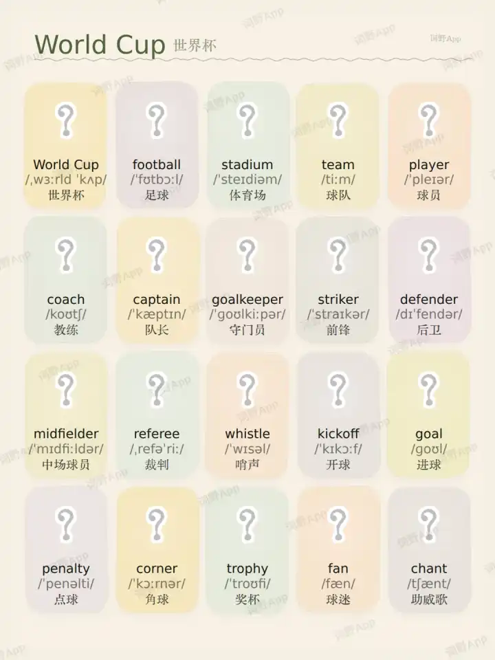 World Cup 世界杯 theme card cover