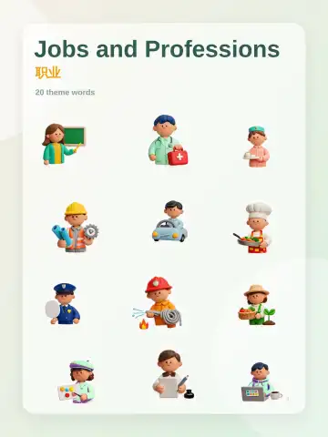 Métiers et professions theme card cover